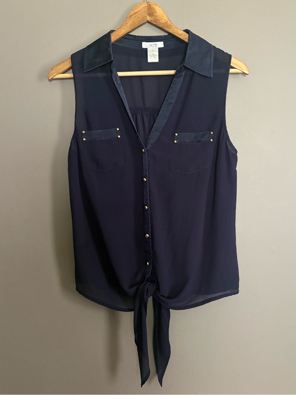 Cache Navy Blue Sleeveless Blouse Size Medium